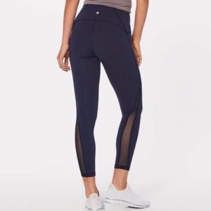 Lululemon Train Times 7/8 Pant 25" Luxtreme Midnight Navy Size 10 W5AMOS Sheer